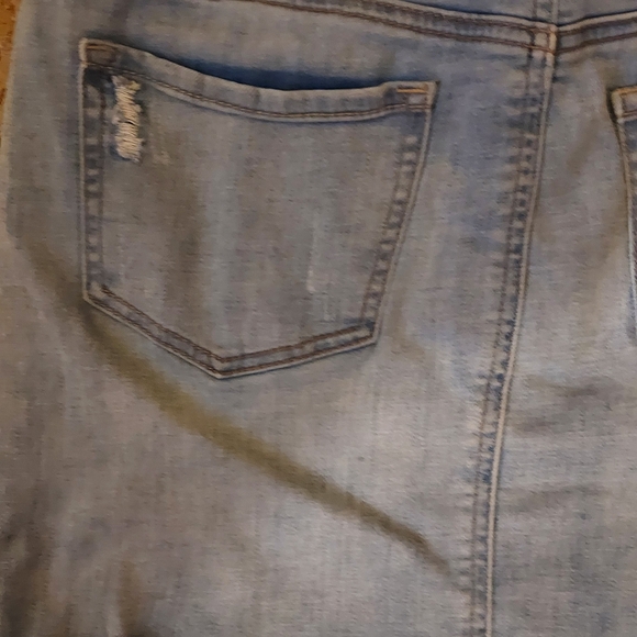 Emjean Light Blue Denim Distressed Jeans Mini Skirt Small Frayed Hem - Picture 10 of 12